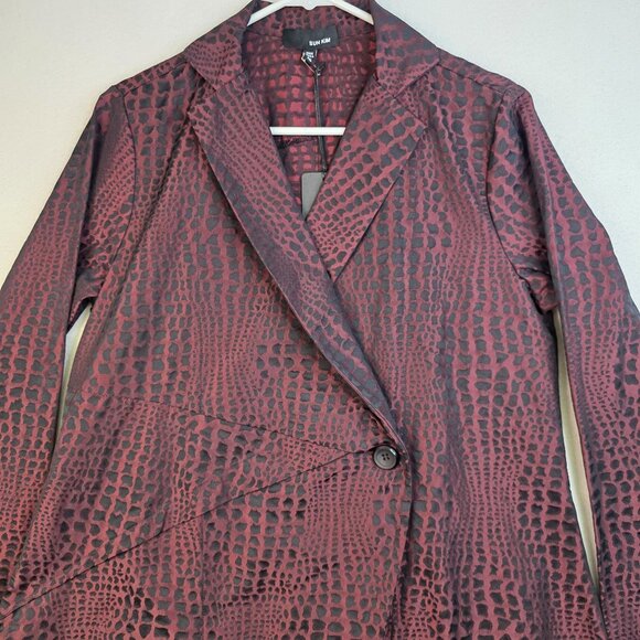 Sun Kim XS Crocodile Asymmetrical Lagenlook Button Front Blazer USA Designer